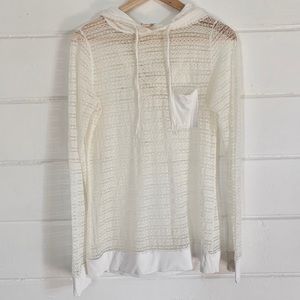 DownEast Basics Ivory Lace Pull Over Hoodie